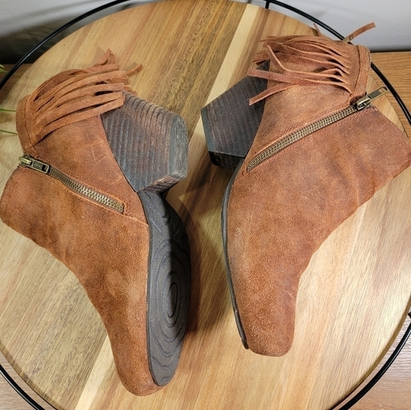 OTBT Folkloric Oiled Suede Fringe Bootie Western ankle boots Boho Size 8 - Picture 7 of 17